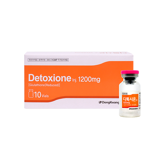 DETOXIONE 1200 mg reduced glutathione injection vial and packaging