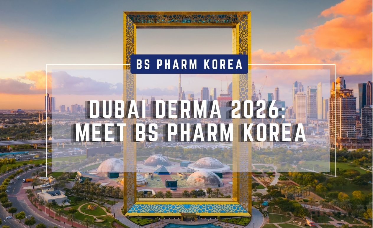 Dubai Derma 2026 exhibition announcement by BS PHARM KOREA in Dubai