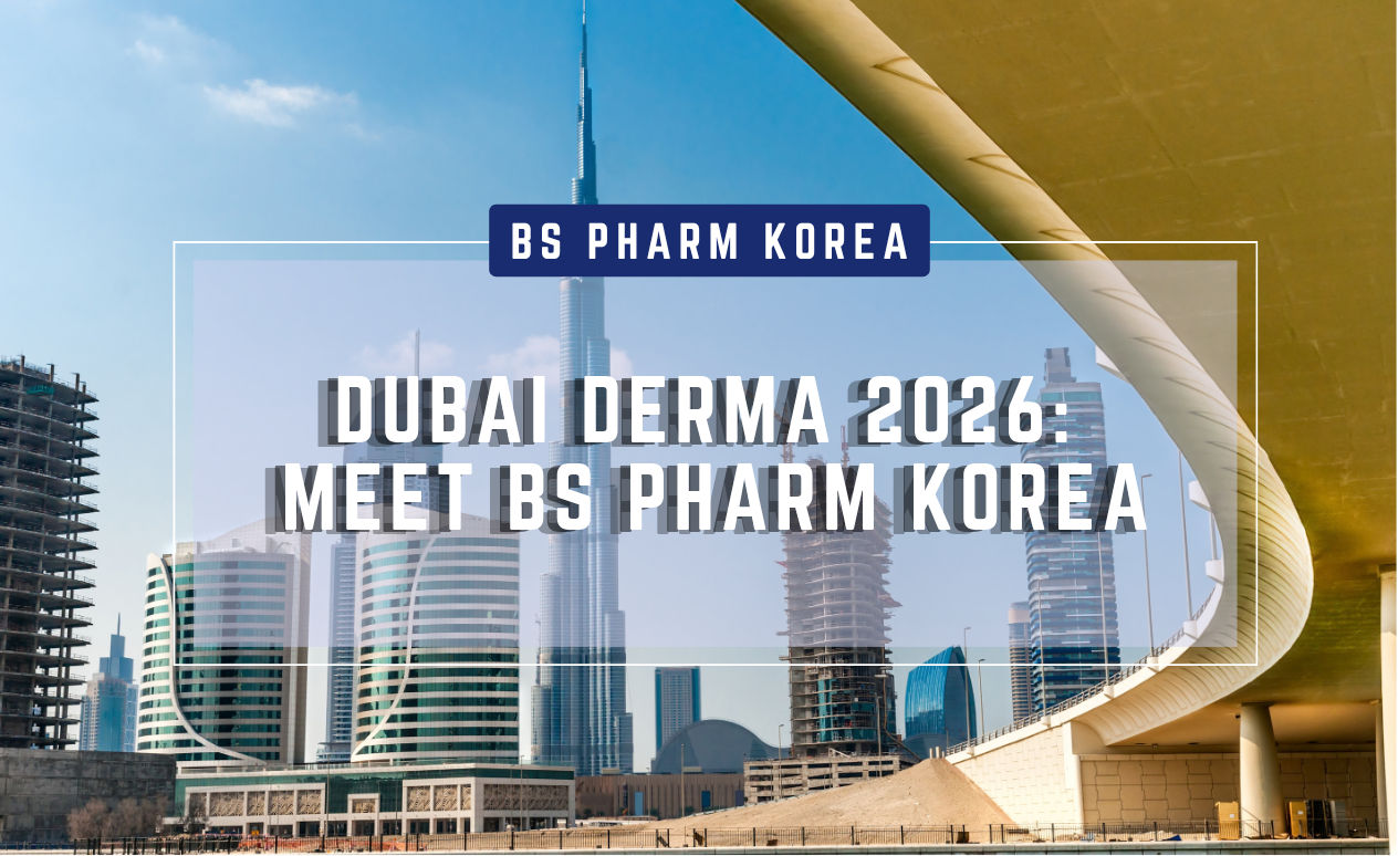 Dubai Derma 2026 exhibition announcement by BS PHARM KOREA in Dubai